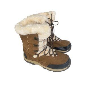 Itasca Anastasia Tan Micro Suede Winter Boots Womens Size 9 Brown Faux Fur TPR O